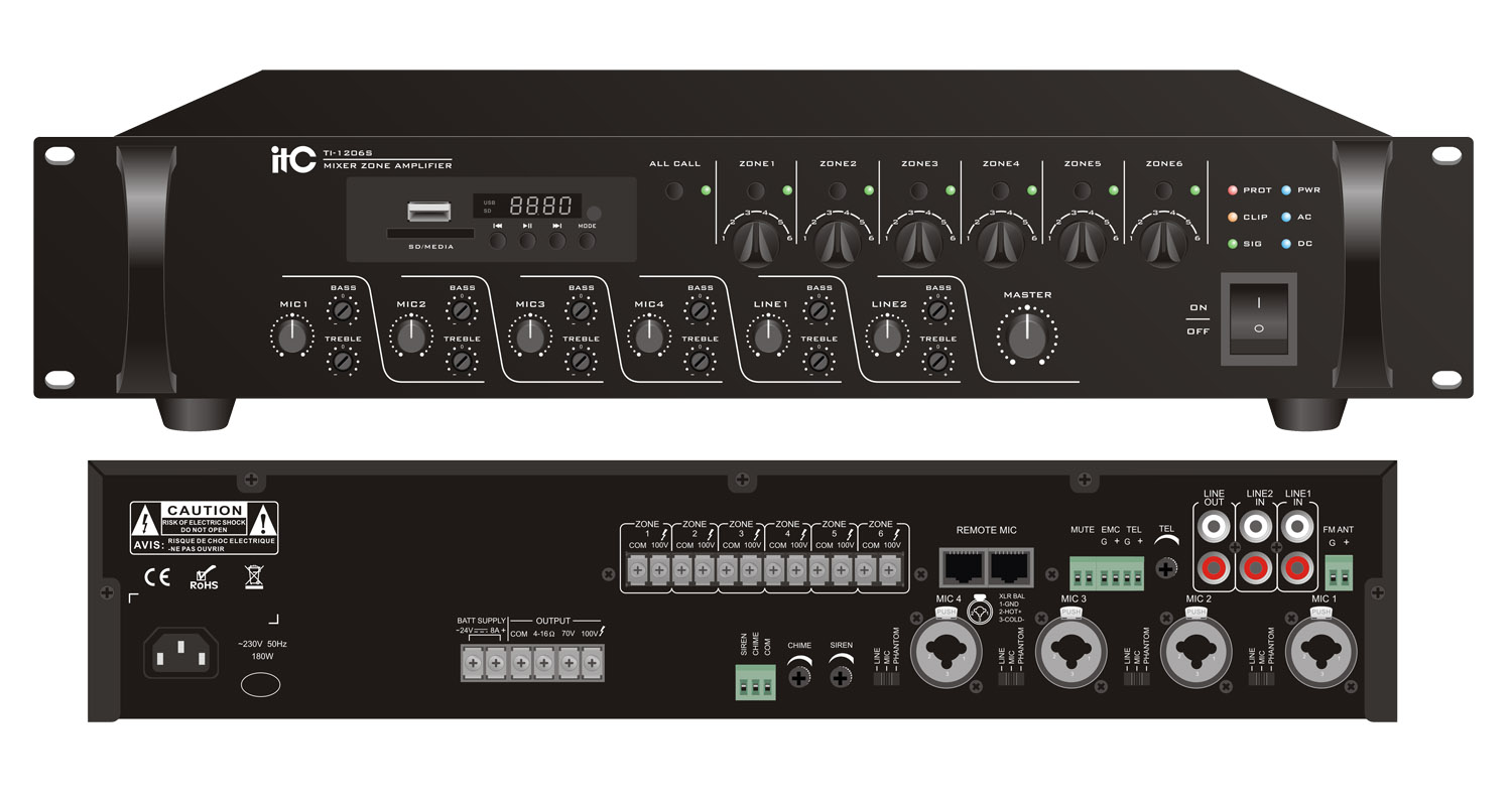 6 Input Mixer Amplifier with Automatic System Test