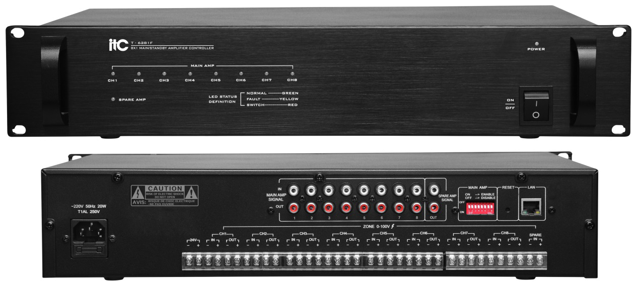 T6281P Amplifier Switchover (support 8 main amplifiers / 1 standby